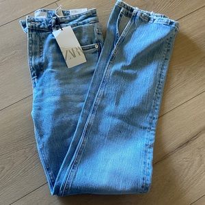 Zara High Rise Split Slim Jeans